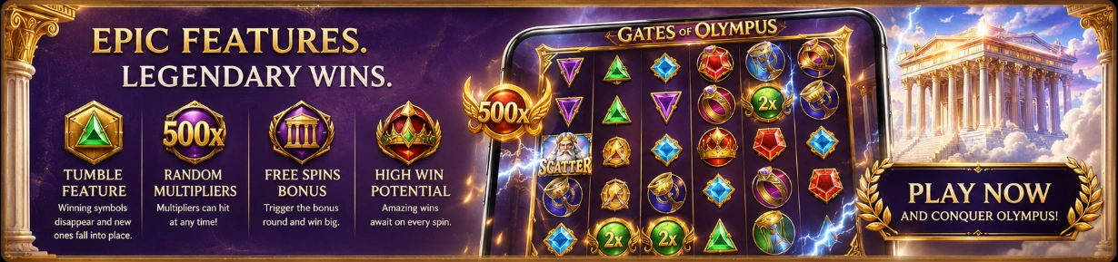 Gates of Olympus online slot with Zeus, free spins, tumble feature, random multipliers and mobile gameplay